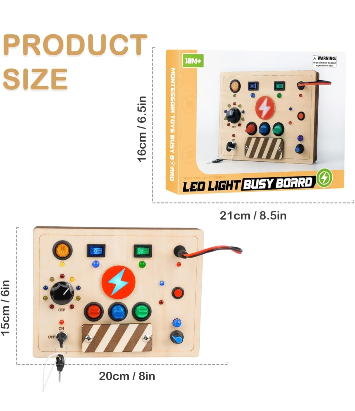 Busy Board Game with LED Lights – Montessori Interactive Toy for Toddlers, Learning & Educational Activities for Brain Development, Sensory Toys, Birthday Gift for Boys & Girls (Duck)