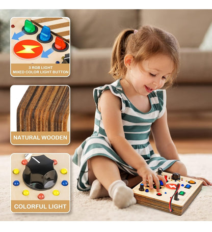Busy Board Game with LED Lights – Montessori Interactive Toy for Toddlers, Learning & Educational Activities for Brain Development, Sensory Toys, Birthday Gift for Boys & Girls (Duck)