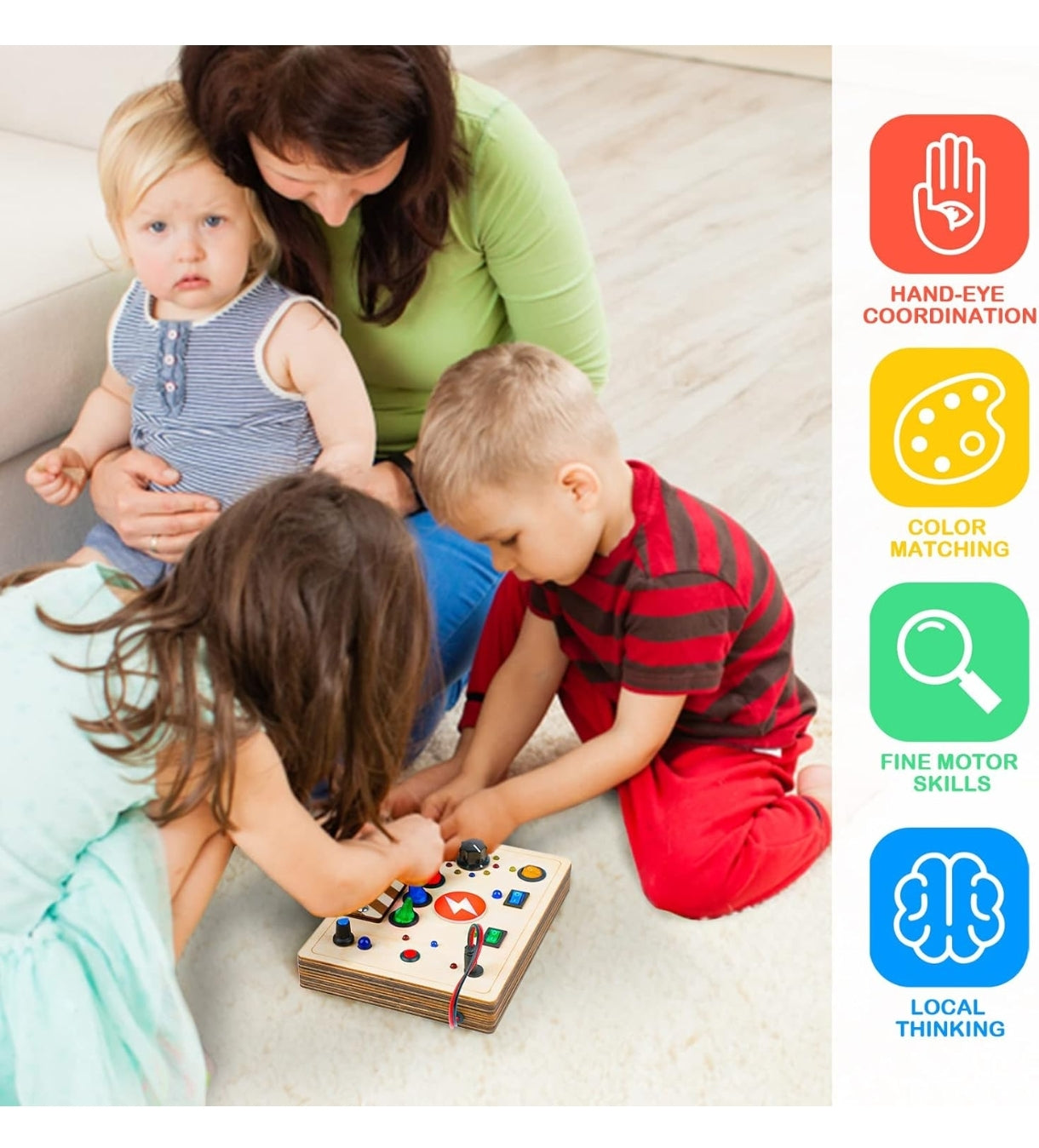 Busy Board Game with LED Lights – Montessori Interactive Toy for Toddlers, Learning & Educational Activities for Brain Development, Sensory Toys, Birthday Gift for Boys & Girls (Duck)