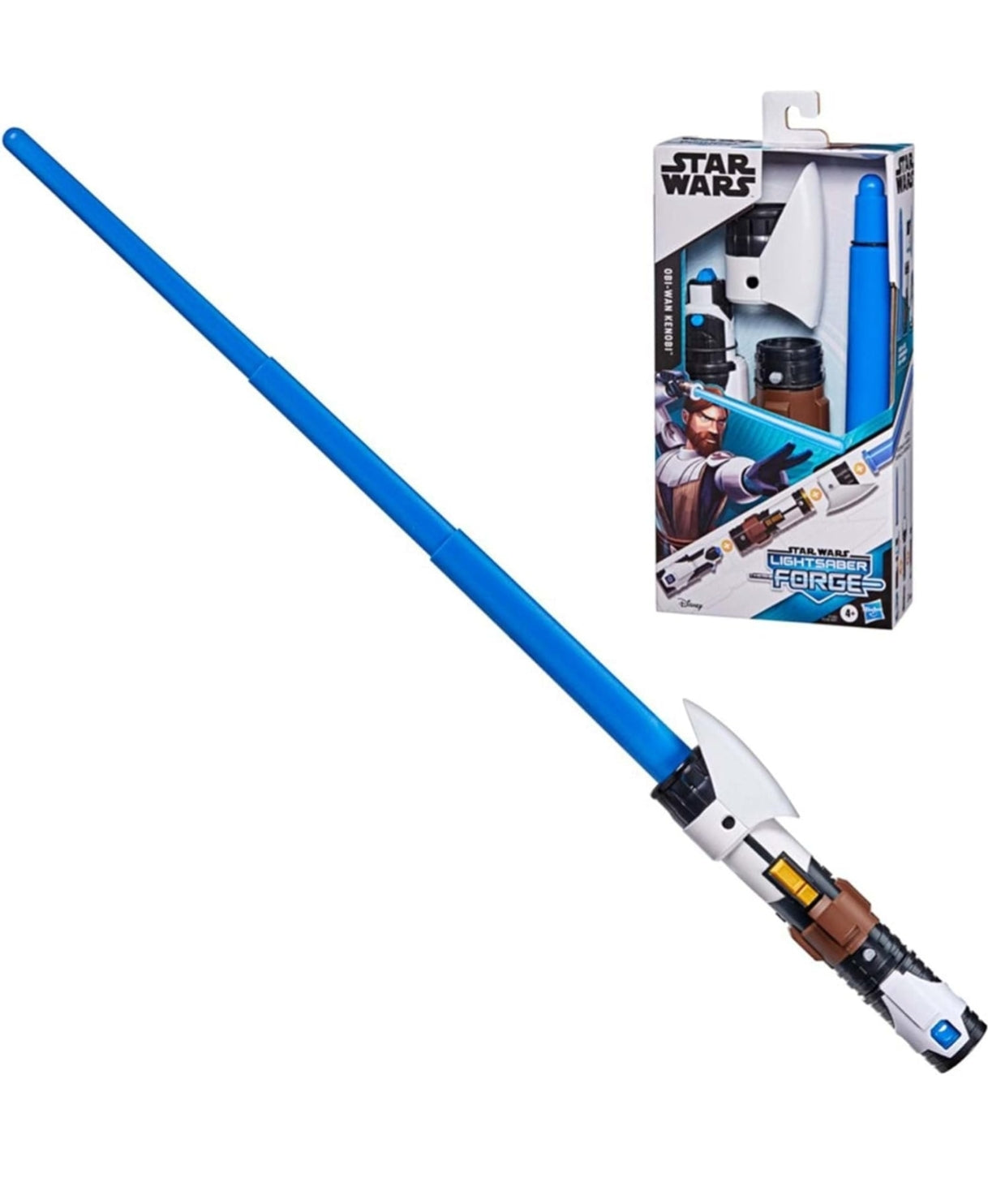 Star Wars Lightsaber Forge OBI-Wan Kenobi Extendable Blue Lightsaber Toy, Customizable Roleplay Toy for Kids Ages 4 and Up