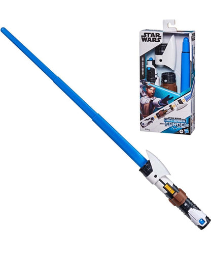 Star Wars Lightsaber Forge OBI-Wan Kenobi Extendable Blue Lightsaber Toy, Customizable Roleplay Toy for Kids Ages 4 and Up