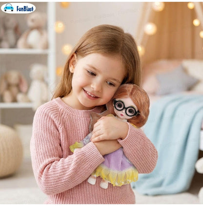 Korean Fashion Doll for Girls – Stylish Toy Doll with Long Hair & Glasses, Beautiful Dress, Pretend Play Doll for Kids, Birthday Gift for Girls (A)