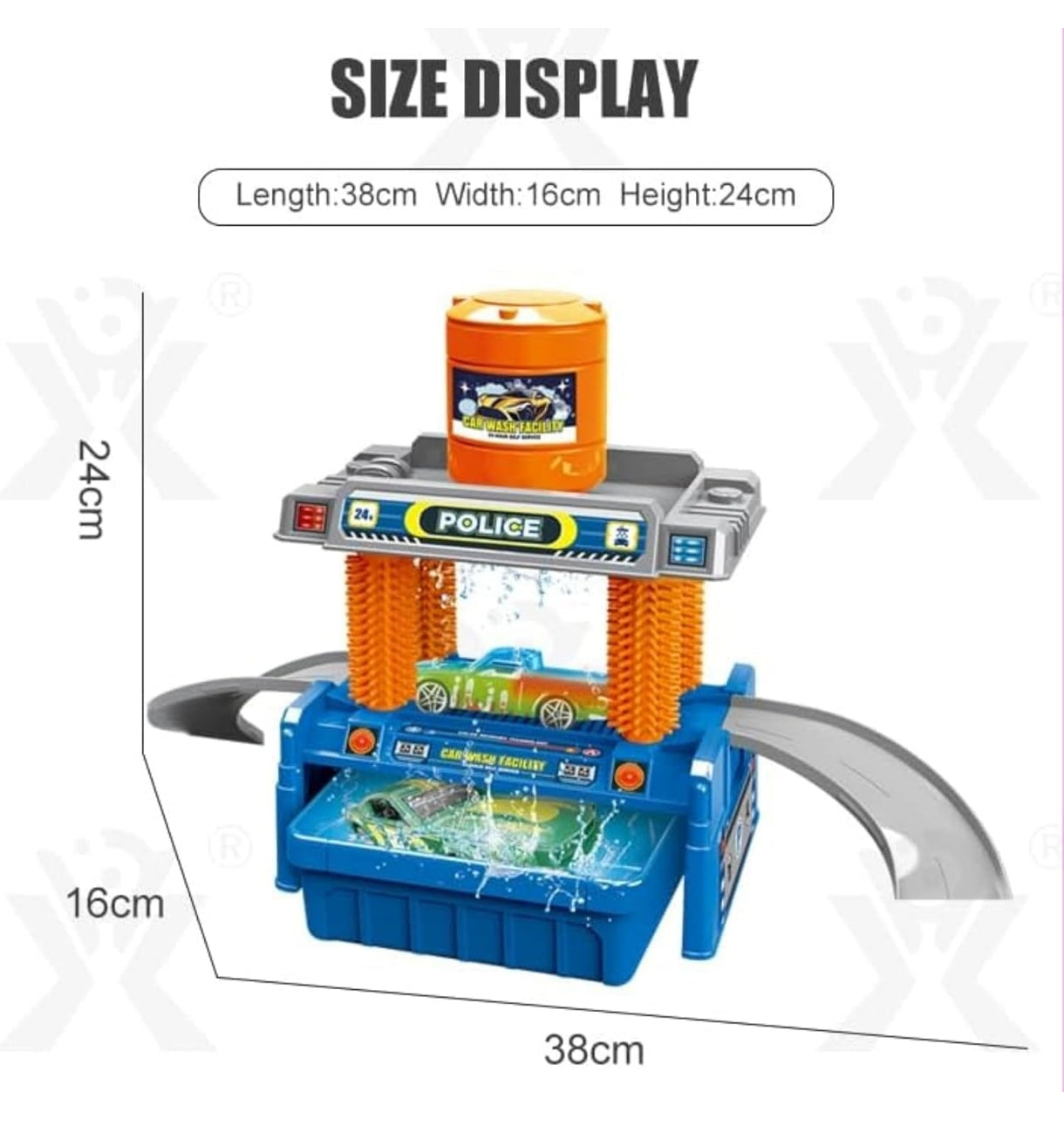 Play Kids Car Washing Station Toy with Color Changing Alloy Car, Water Play Track Set, Automatic Car Wash Pretend Play, STEM Toy for Boys & Girls Age 3+ Years