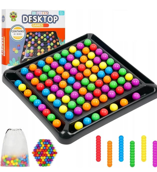 Desktop Rainbow Games – Board Game for Kids with 80 Pieces Beads, Chess Board Game, Puzzle Games for 2-4 Players, Ball Matching Toys, Learning Toys for 6+ Ages Kids (Multicolour)