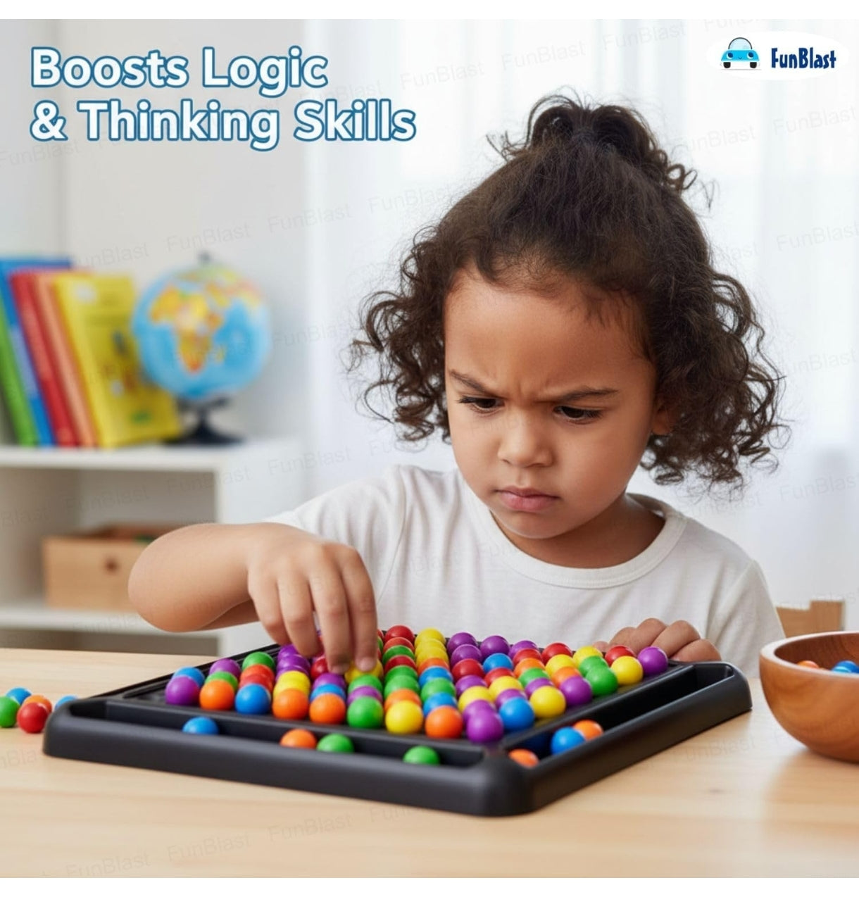 Desktop Rainbow Games – Board Game for Kids with 80 Pieces Beads, Chess Board Game, Puzzle Games for 2-4 Players, Ball Matching Toys, Learning Toys for 6+ Ages Kids (Multicolour)