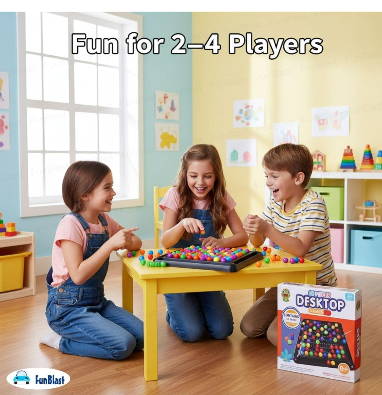 Desktop Rainbow Games – Board Game for Kids with 80 Pieces Beads, Chess Board Game, Puzzle Games for 2-4 Players, Ball Matching Toys, Learning Toys for 6+ Ages Kids (Multicolour)