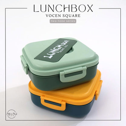 Two-tone lunchbox with green and orange lid