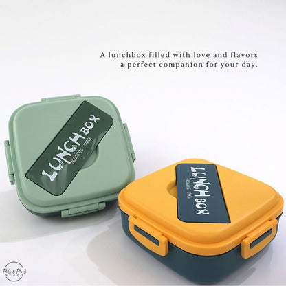 Two lunch boxes, one green and one orange, with 'Lunch Box' branding 