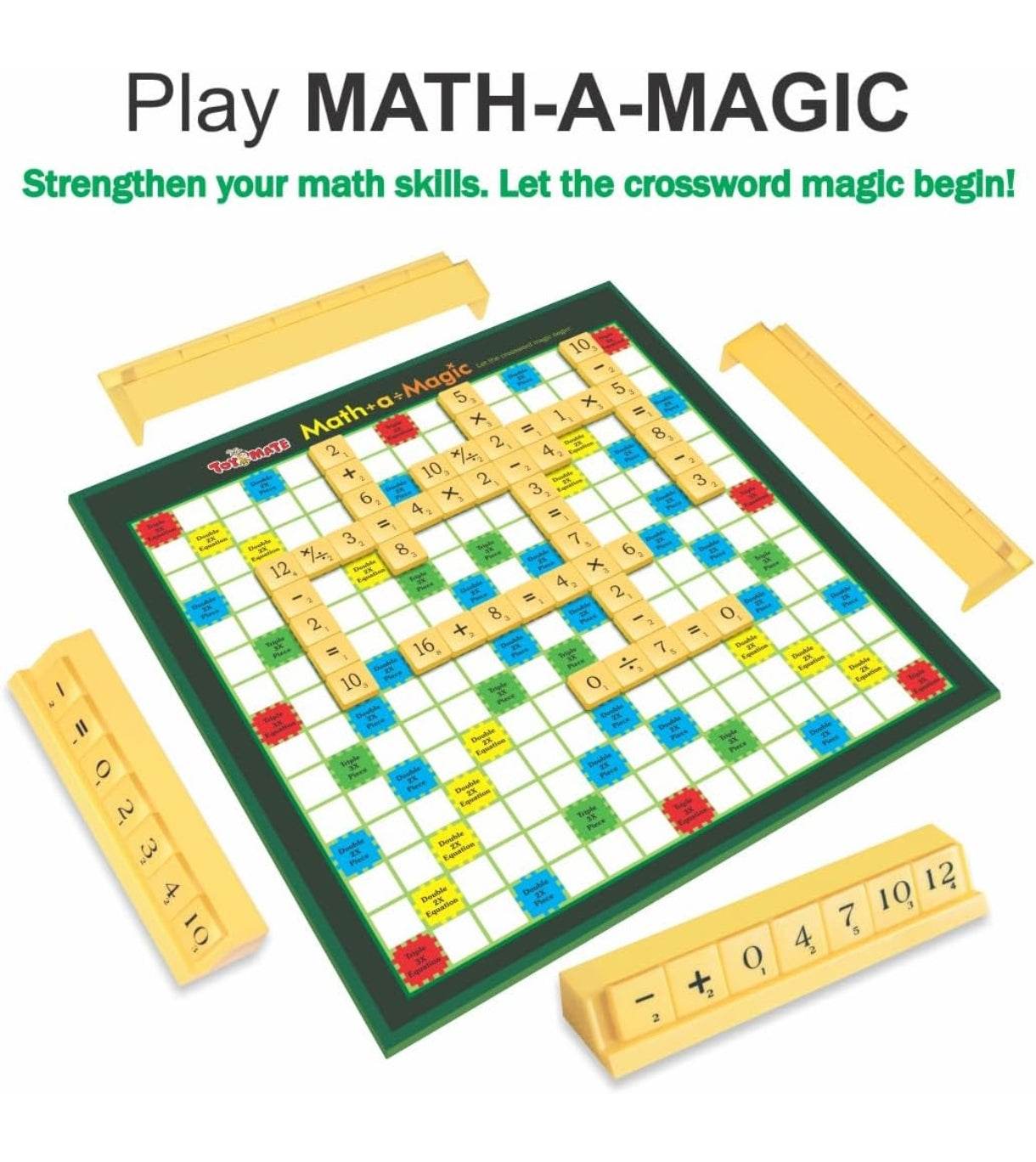 All The Best word board game Math-A-Magic with numbered tiles and math symbols for skill building