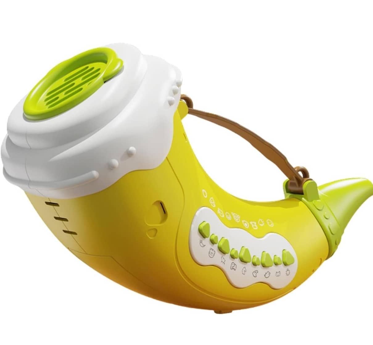 Yellow animal caller toy musical for kids with buttons for various sounds and melodies