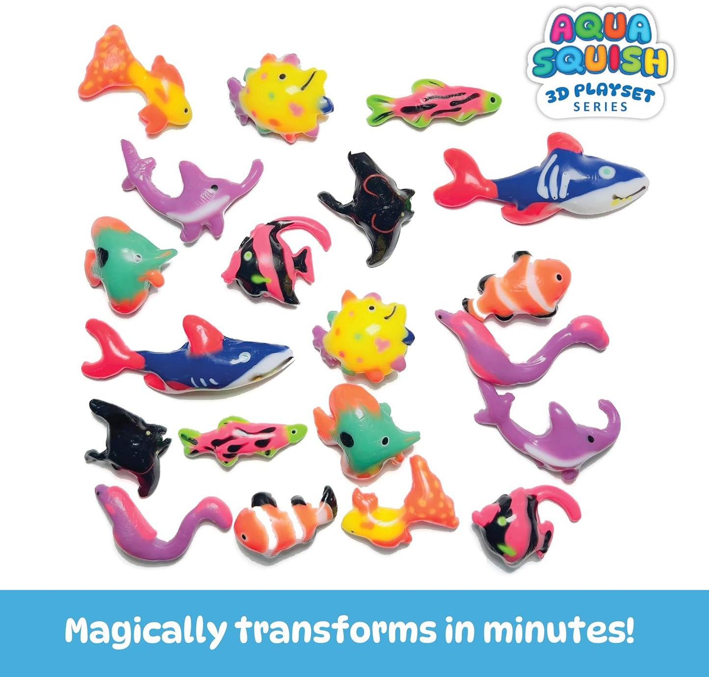 Colorful Aqua Squish marine animal toys that are squishy for kids aged 3 years and up