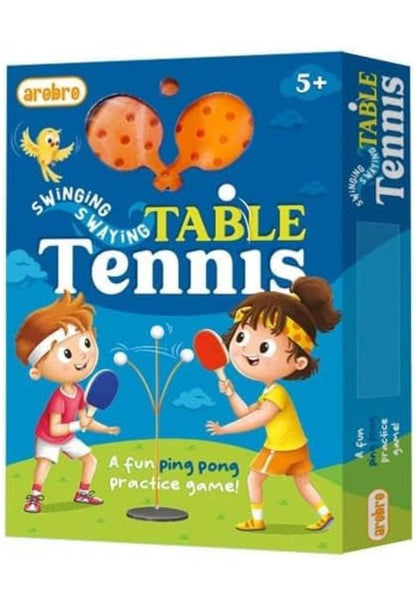 Colorful table tennis ping game for kids aged 5 and up featuring two players practicing swings