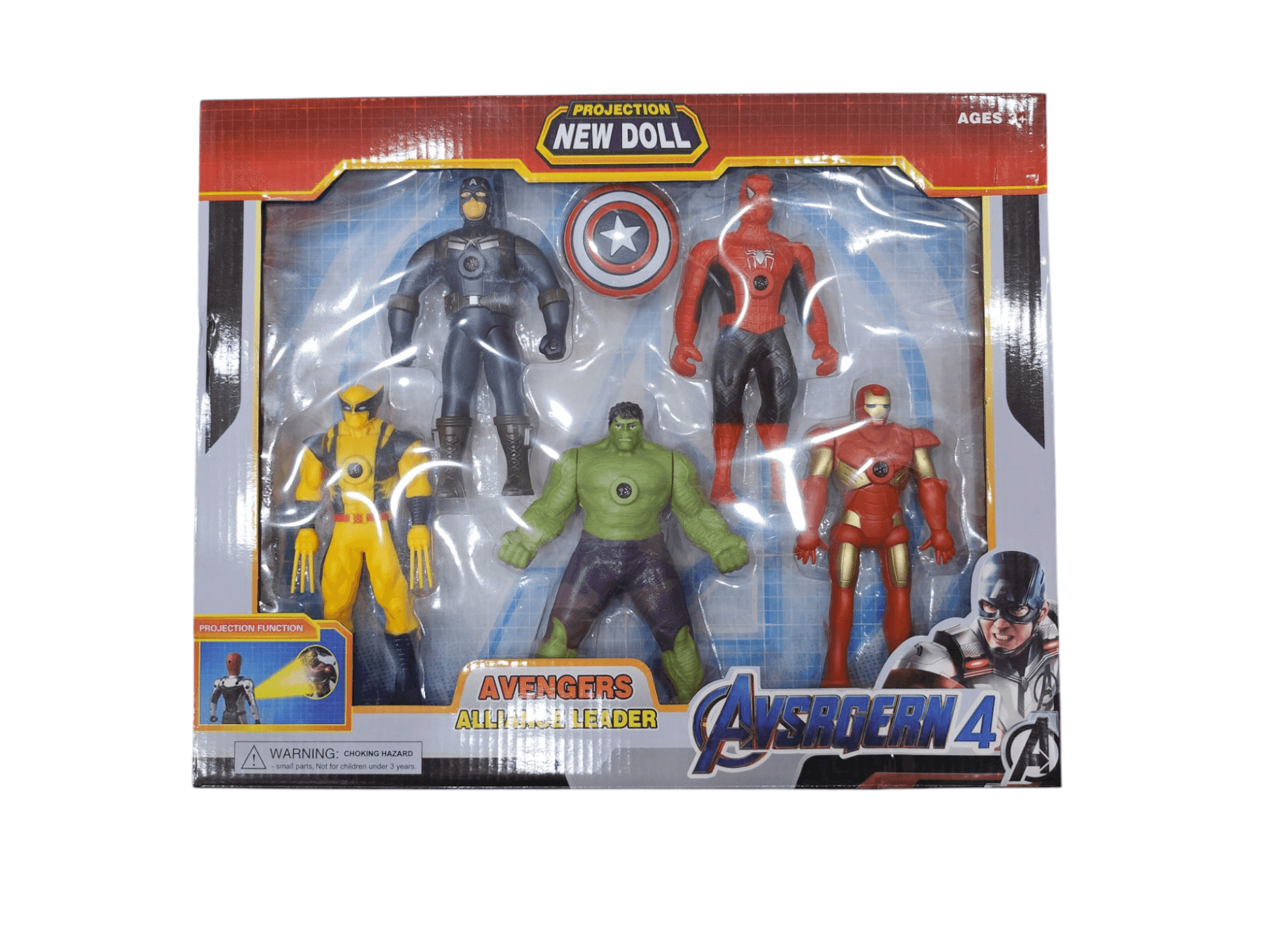 Multicolored Avengers action figures set for ages 4 and up featuring various superhero characters