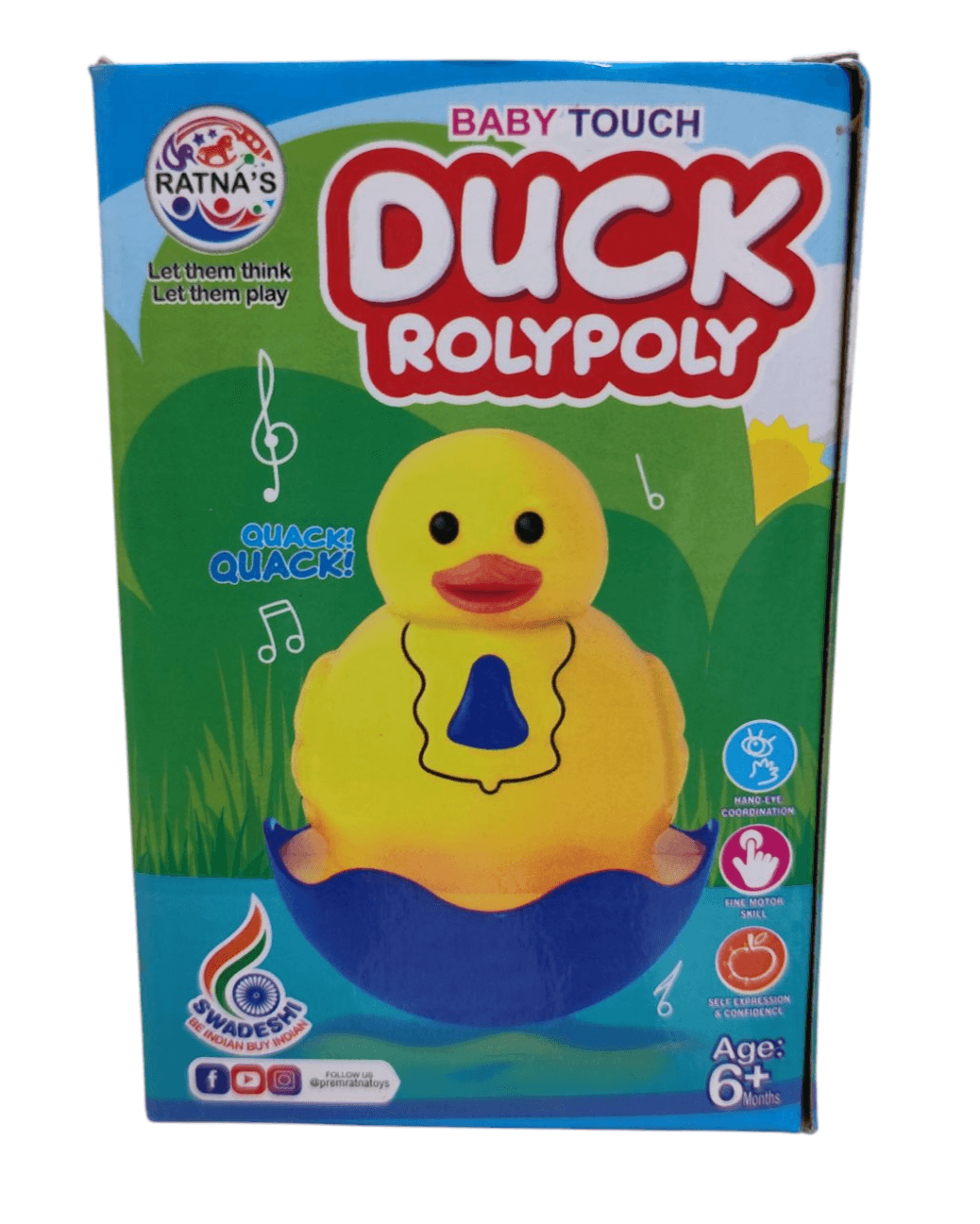 Baby Cub Musical Duck Face Roly Poly Wobbling Toy for Infants - T-Rex the toyland Sitamarhi