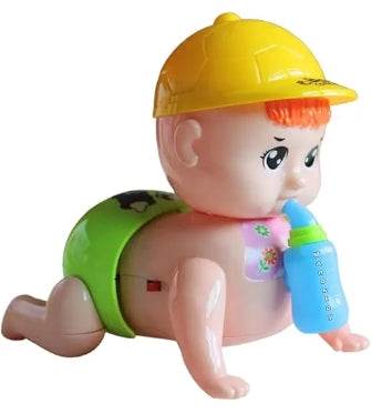 Crawling baby toy for 6 months with yellow cap and blue bottle by T-Rex the toyland Sitamarhi