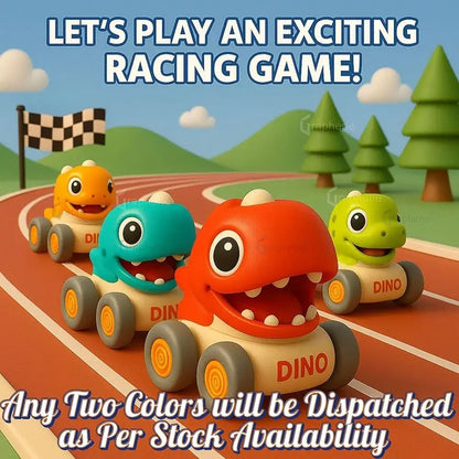 Colorful baby shark toys racing cars for toddlers featuring fun dinosaur designs.