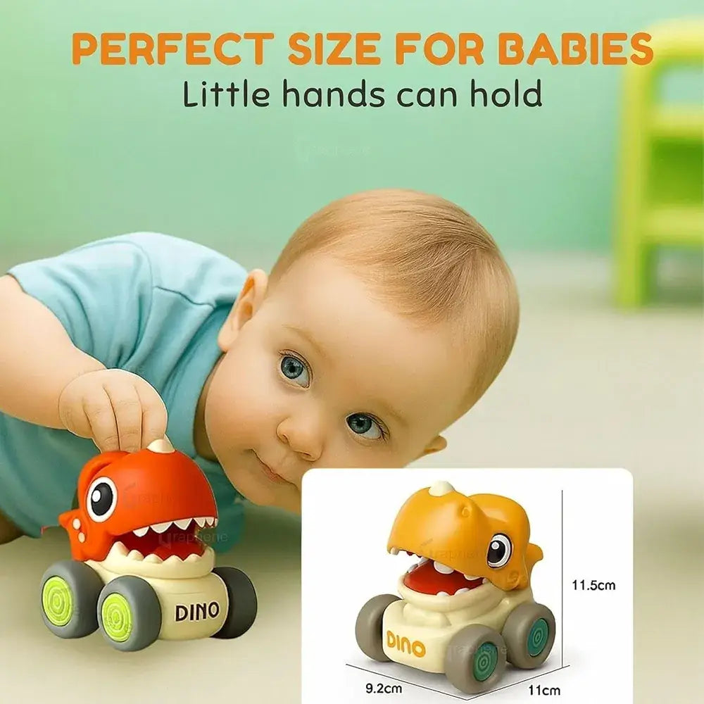 Orange baby shark toy car perfect for babies, safe for little hands to hold and play