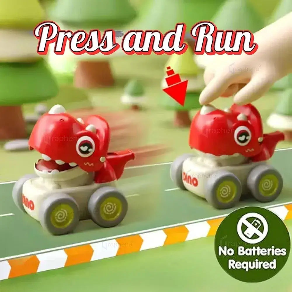 Red baby shark toy car that moves when pressed, suitable for toddlers and young kids.