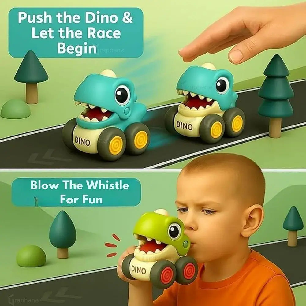 Colorful baby shark toys dino car with push action and whistle feature for toddlers aged 3 years and up