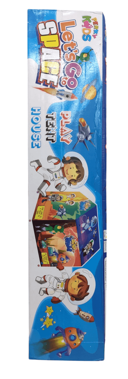 Space themed tent for children with colorful astronaut and rocket illustrations from T Rex the toyland Sitamarhi