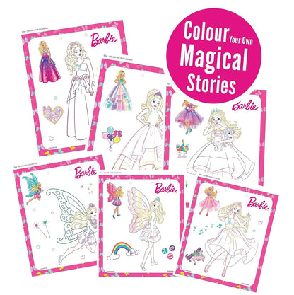 Barbie coloring book featuring magical stories for creative kids who love Barbie movies