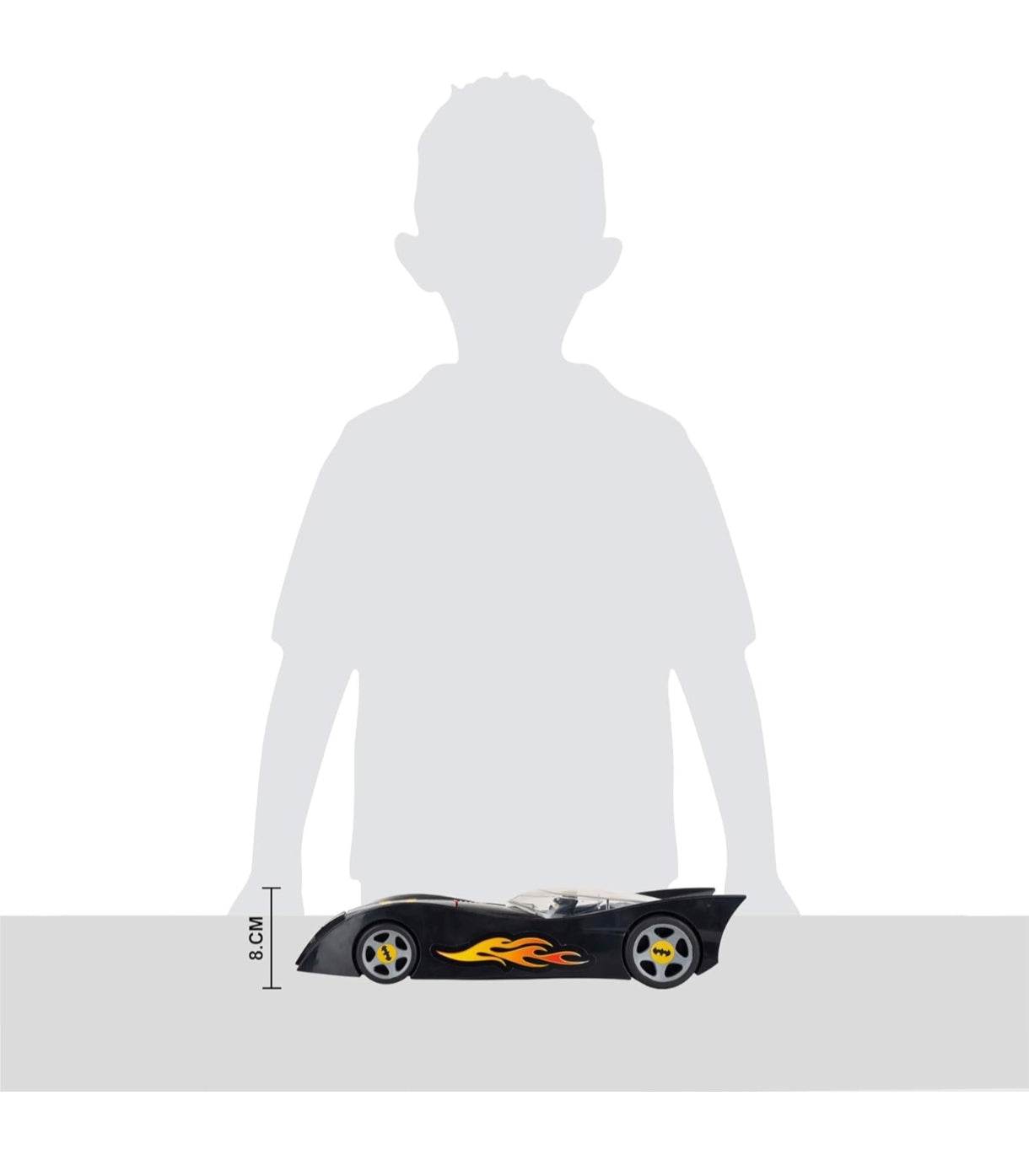 Black Batman toy car with flame decals for ages 3 and up for exciting playtime adventures