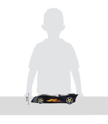 Black Batman toy car with flame decals for ages 3 and up for exciting playtime adventures