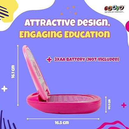 Battery Operated Educational Learning Laptop Toy with LED Display and Music Effect | Babies/Girls/Boys/Toddlers | Pink Color, Power Source: 3xAA... - T-Rex the toyland Sitamarhi