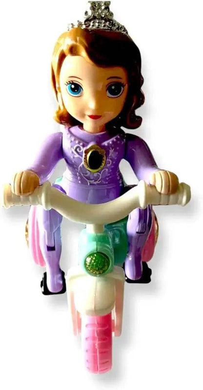 LUMO musical battery operated tricycle toy for girls with princess doll in purple outfit