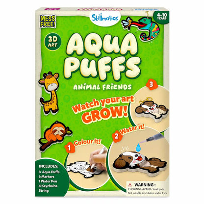 Aqua Puffs Animal Friends craft kit for kids aged 4-10 featuring colorful markers and water pen