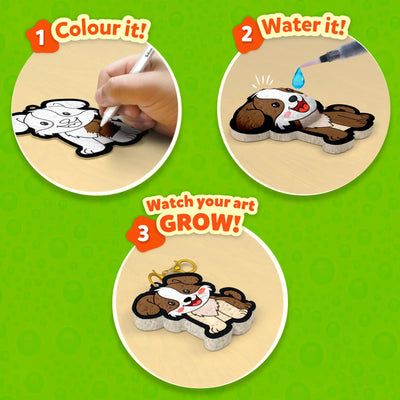 Colorful craft kit featuring a puppy for kids ages 6 and up, promoting the best friends animal society