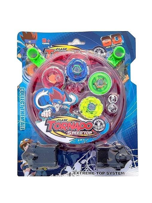 Beyblade Clash Tornado 5 Speed Top Set in Red for kids ages 8 and up with vibrant spinning action