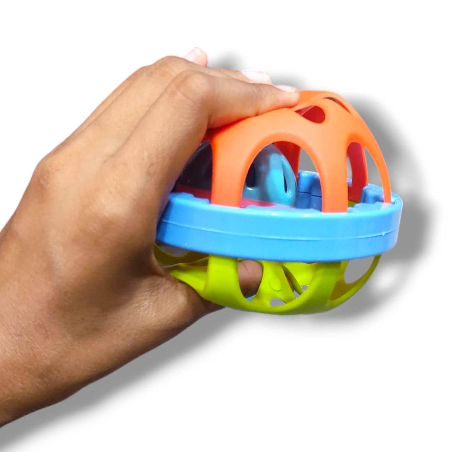Biggie Ball Baby Rattle Toy – Multi-Coloured Sensory Toy for Infants – Safe & Lightweight, Ideal for Babies 3+ Months - T-Rex the toyland Sitamarhi