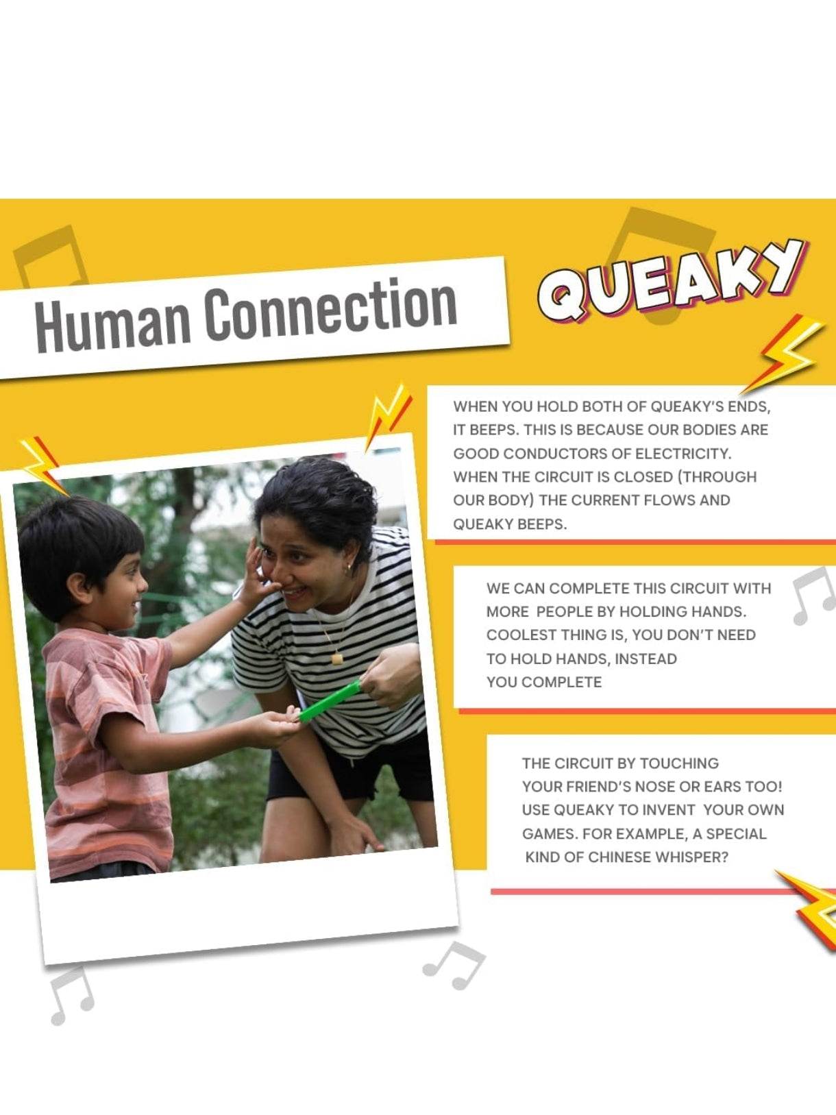 Blix Queaky educational toy demonstrating human connection with kids holding the toy and beeping