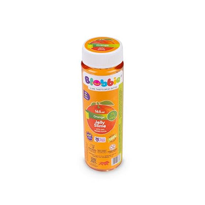Orange fruit slime in a 165ml bottle for kids, perfect for sensory play and fun activities