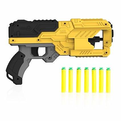 Aditi Toys blow dart gun in yellow and black with six matching projectiles for ages 6 and up