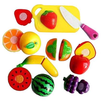 Colorful cutting fruit set with knife for kids, promoting imaginative play with blox fruit toys