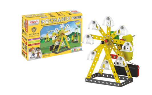 Mechanix building set for kids yellow and black ferris wheel toy with packaging box