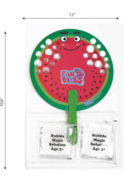Fan Bubs watermelon bubble wand set with bubble magic solution for kids age 3 and up, how to make bubble solution