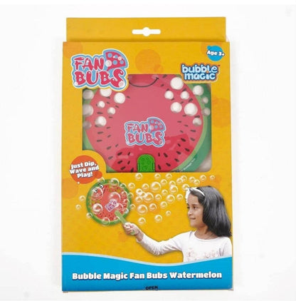 Bubble Magic Fan Bubs Watermelon Toy for ages 3 and up to create bubbles and enjoy outdoor play
