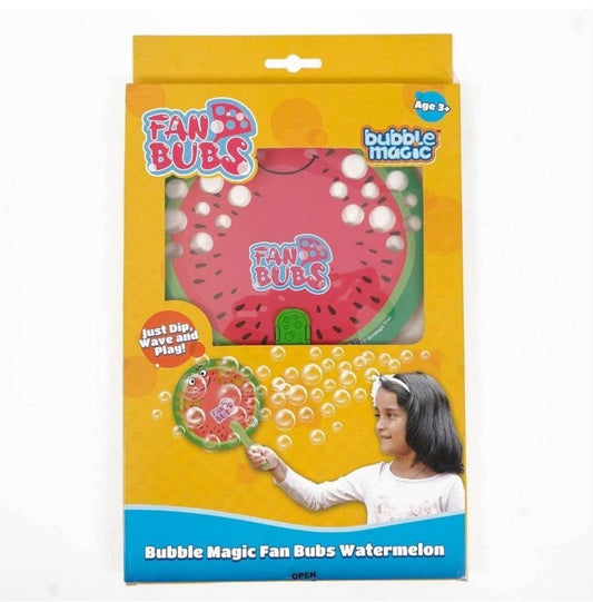 Bubble Magic Fan Bubs Watermelon Toy for ages 3 and up to create bubbles and enjoy outdoor play