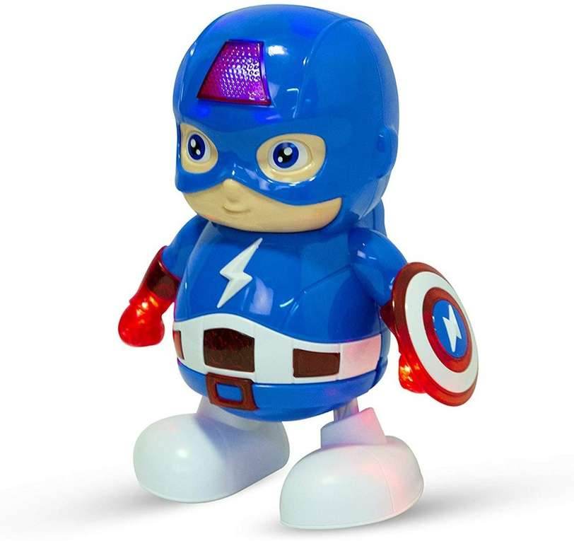 Interactive blue captain america: the captain toy for kids, lights up and features a shield action