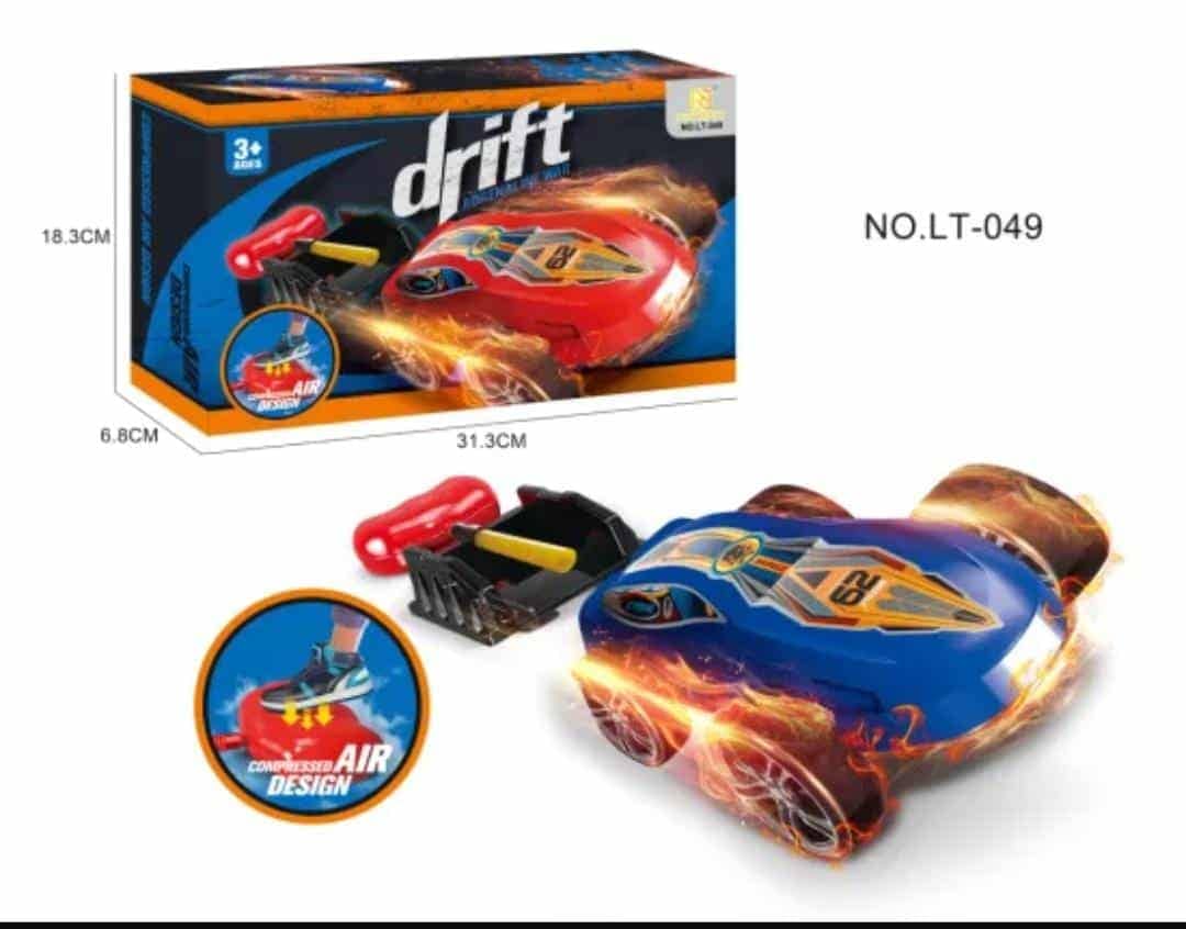 Red and blue car for drift with flame decals, recommended for ages 3 and up