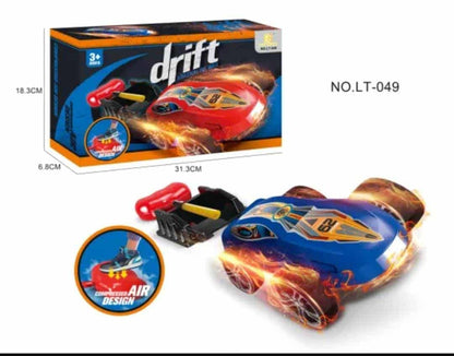 Red and blue car for drift with flame decals, recommended for ages 3 and up