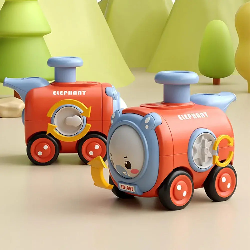 Colorful elephant toy train set with rotating wheels and playful design for 2-4 years with car logo animal