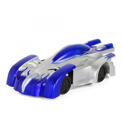 Blue and silver car on remote control for kids ages 5 and up with sleek, modern design