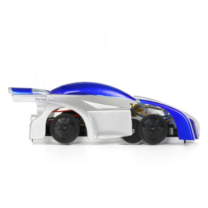 Blue and silver car on remote control for kids ages 6 and up with fast racing action