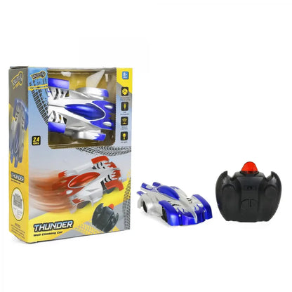 Blue and silver car on remote control for kids, perfect for ages 6 and up
