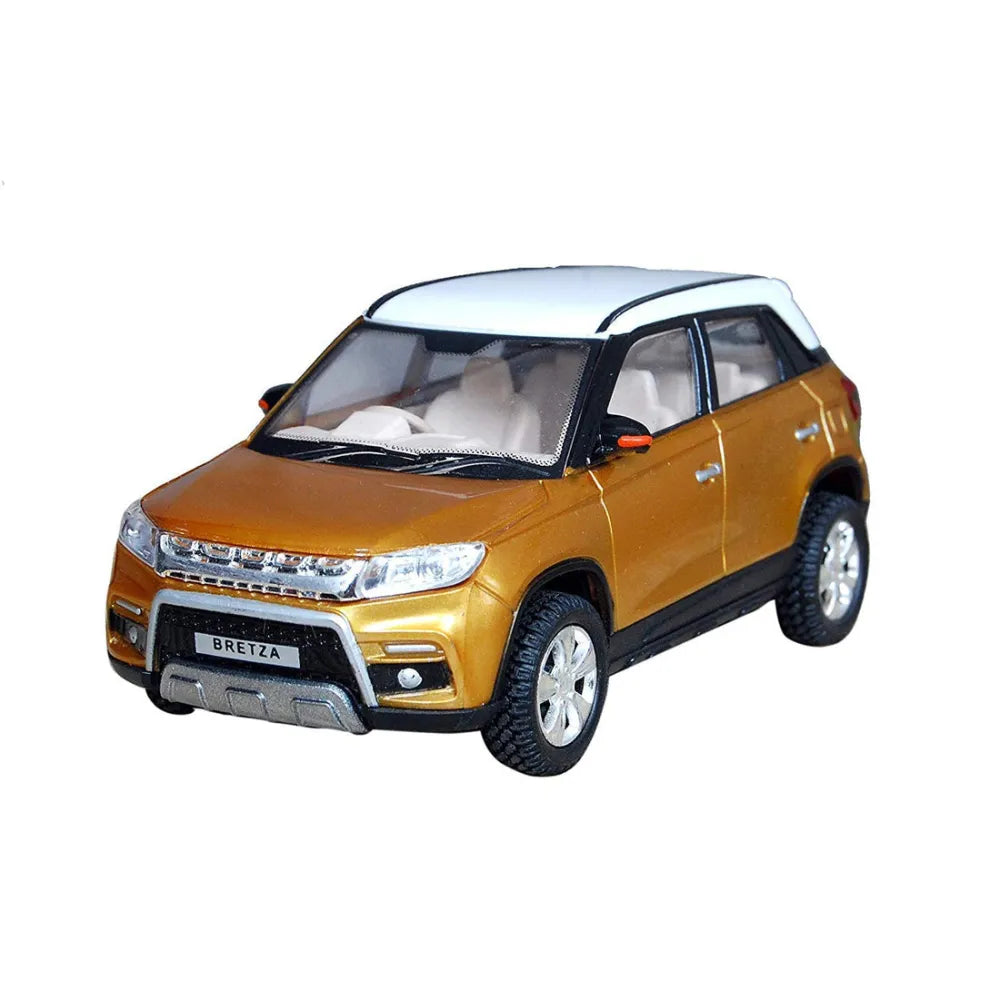 Yellow and white car toy model for kids aged 3 and up, featuring detailed design and movable parts