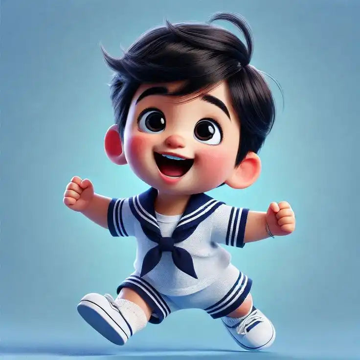 Cartoon boy in sailor outfit.